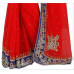 Tremendous Red Colored Border Worked Chiffon Saree